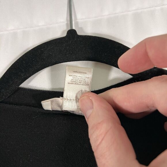 LOFT Cardigan Women's Large Black Polka Dot Button Front Long Sleeve Cotton - Picture 5 of 6